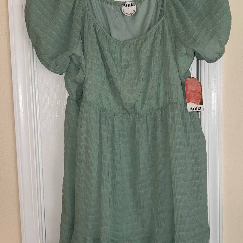 Aula Green Textured Dress
